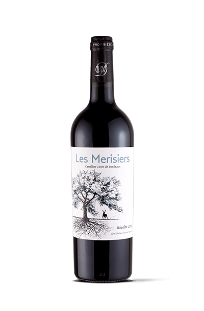 Bottle of red wine Les Merisiers